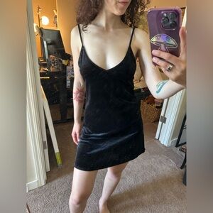 Brandy Melville Black Mini Velvet Dress